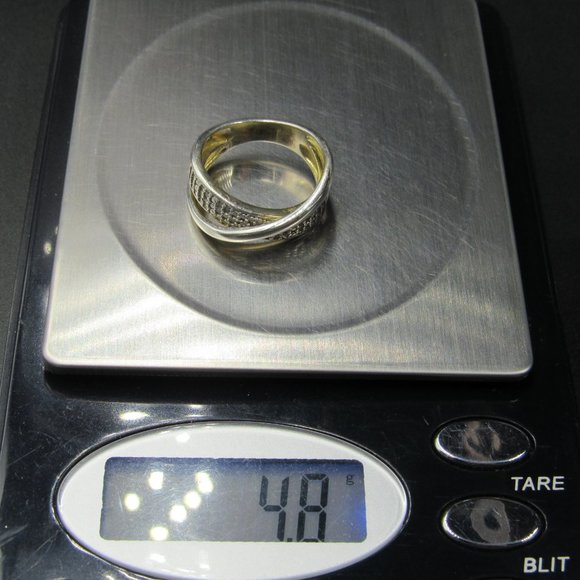 Size 6 Sterling Silver Cloudy Diamond Crossing Style Band Ring Vintage - Picture 10 of 10